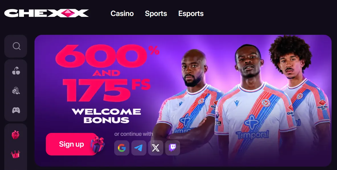 CHEXX welcome bonus card showing the current offer presentation